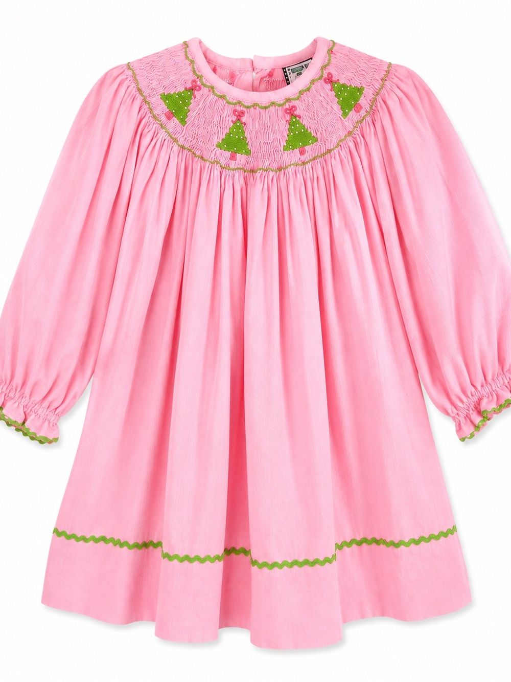 Shrimp & Grits Kids 2T Pink Smocked Christmas Tree Holiday Dress